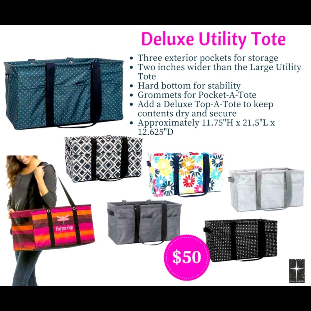 NWT - Deluxe Utility Tote by ThirtyOne Gifts in Deco Diamond Only